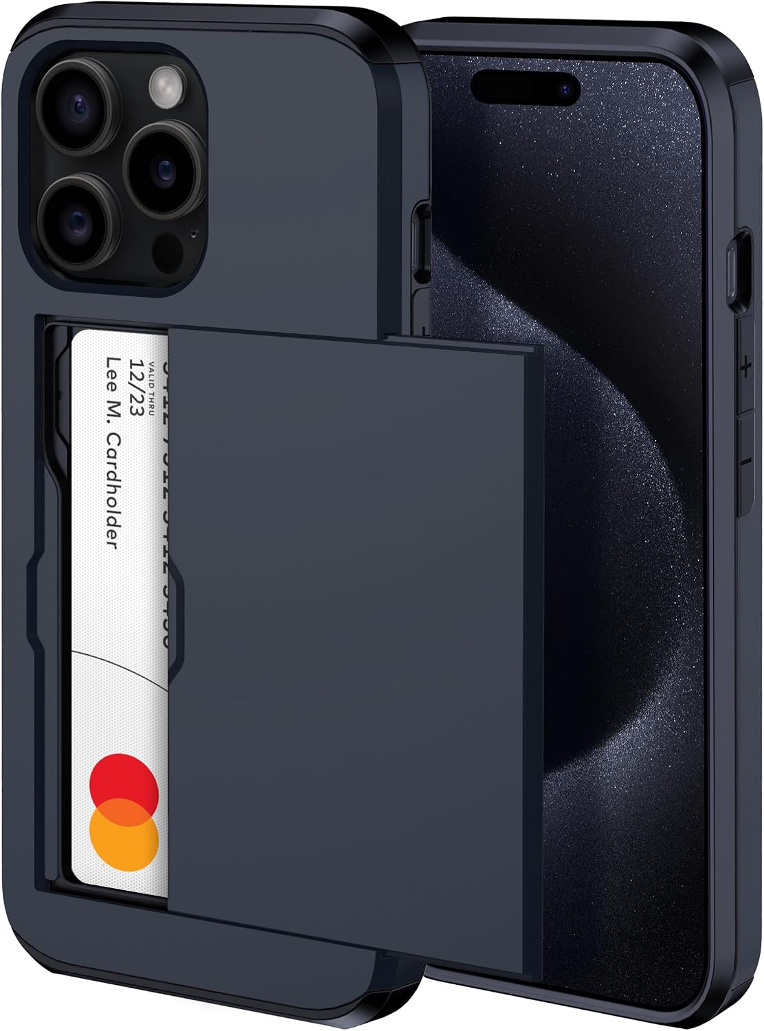 harusaki 𝟐𝟎𝟐𝟒 𝗡𝗘𝗪 iPhone 15 Pro Case with Card Holder - Wireless Charging Compatible iPhone 15 Pro Wallet Case with Hidden Card Slot for Men and Women (Black)