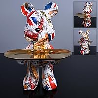 Zige Lily Bear Statue Resin Tray - Stylish Storage Sculptures for Home Office Decor, Keys Jewelry Holder (London Design)
