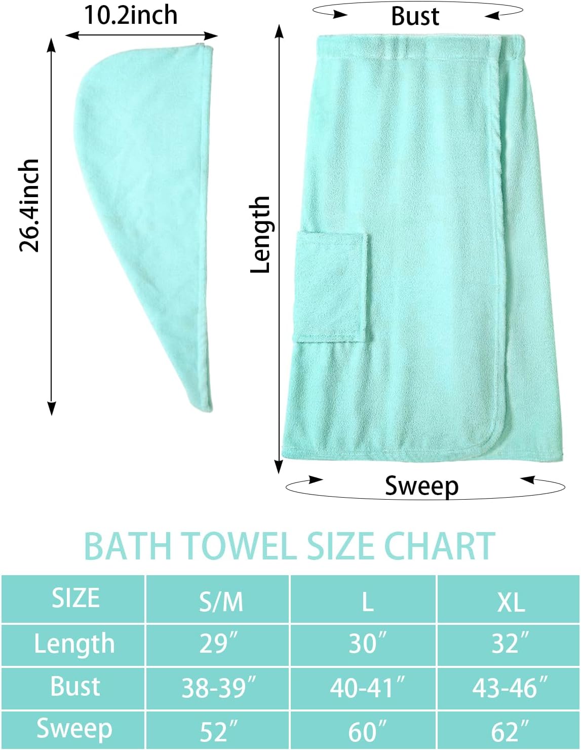 Air Curvey Soft Wrap Towel for Women Lightweight Spa Body Wrap Shower Wrap Robe Adjustable Closure Bathrobe with Pocket Blue S/M - Image 7