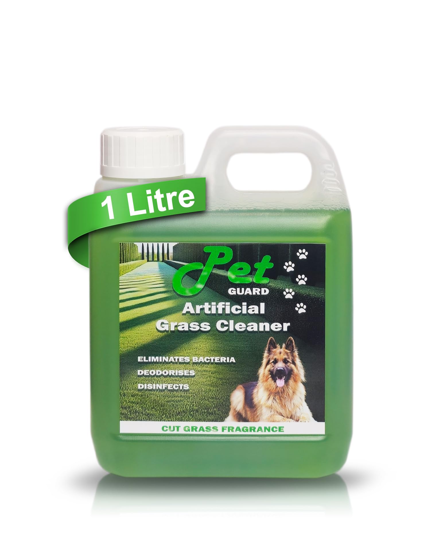 Pet Guard Artificial Grass Cleaner 1L Dog Safe Pet Eliminates Bacteria Deodorises Disinfects - Puppy Urine Cleaner & Odour Remover - Astro Turf Cleaner Dog Urine and Poop - Pet Friendly (Cut Grass)