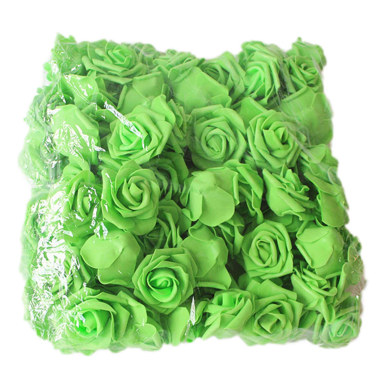 Artificial Flower, 100Pcs Artificial Flower Beautiful Solid Color PE Foam Wedding Simulation Foam Rose for Party Fruit Green 100Pcs