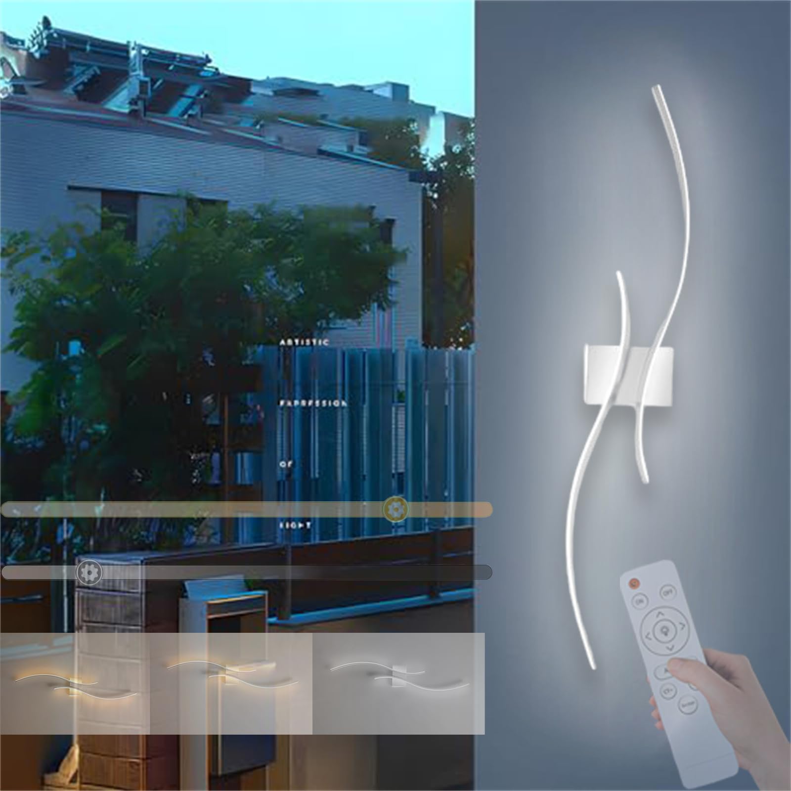 Applique murale LED dimmable 60cm blanche avec télécommande pour l'éclairage de votre terrasse - 8