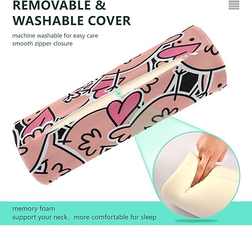 Miniatura 3 de JUNZAN Cartoon Kawaii Orange Ducks Bolster Pillow Covers Neck Roll Pillow Cover Round Pillow Foam for Bed Support Cylinder Pillow Long