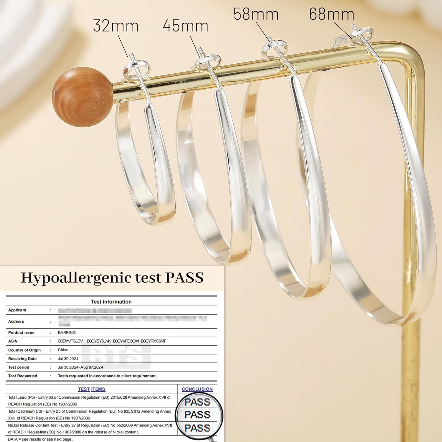 KUMIKUMI Silver Hoop Earrings for Women,Oval Hypoallergenic Sterling Silver Hoop Earrings Lightwieght Large Hoops Earring for Women Gifts - Image 3