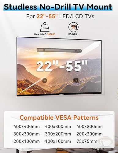 Miniatura 2 de Soporte de pared para TV sin pernos, colgador de TV sin tachuelas para televisores de 22 a 55 pulgadas, soporte de pared ultra delgado para