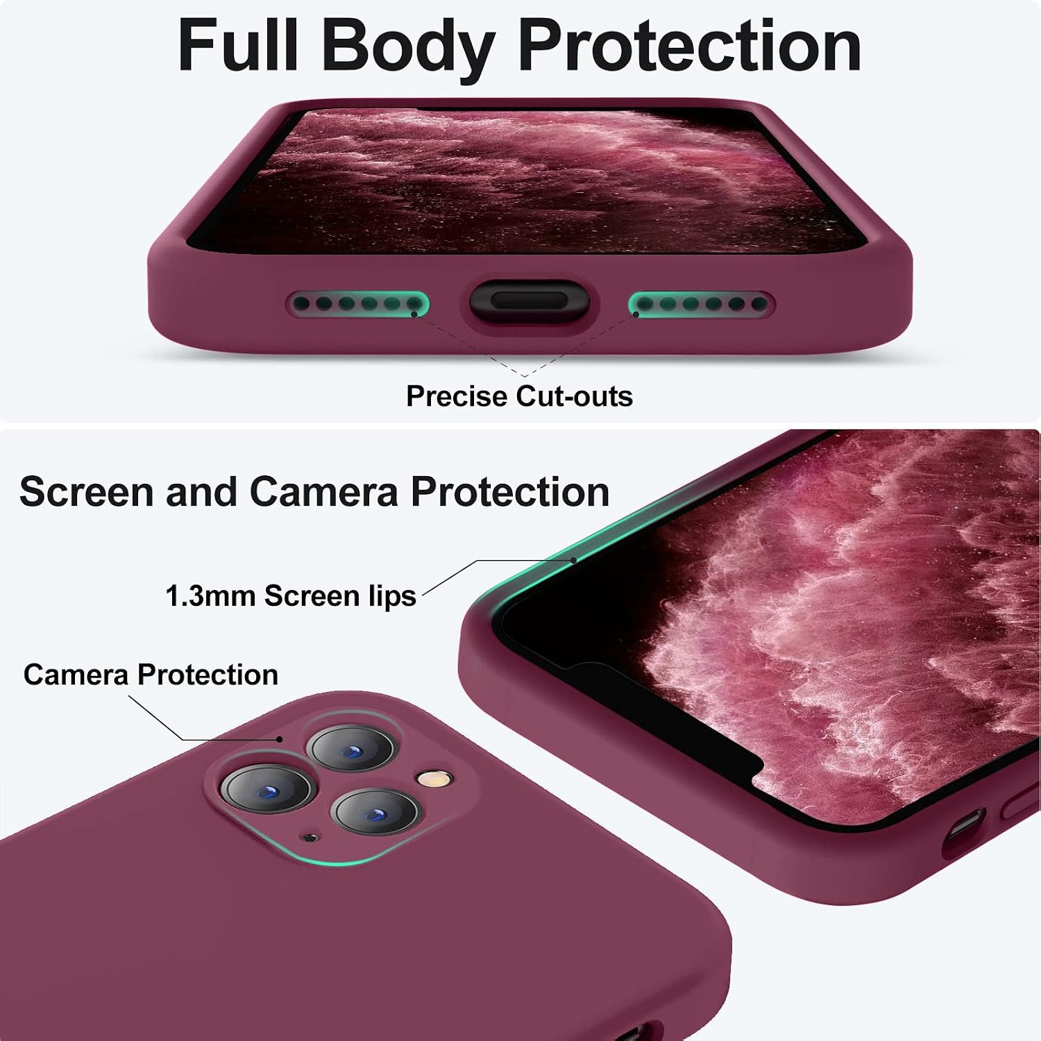  Compatible with iPhone 11 Pro Max Case Silicone, WineRed thumbnail
