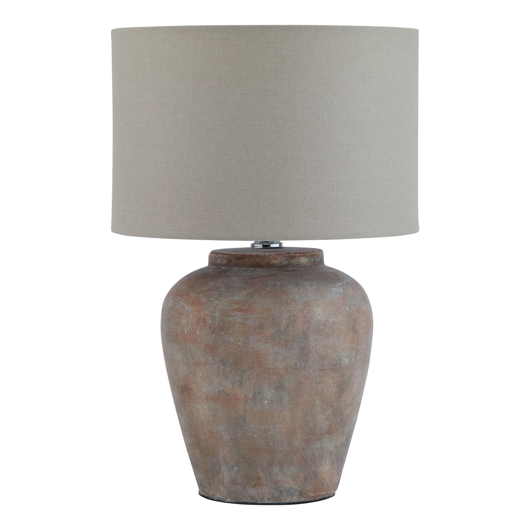 MAISONICA 48cm Large Natural Stone Antiqued Buffet Table Lamp Light Brown/Clay Colour