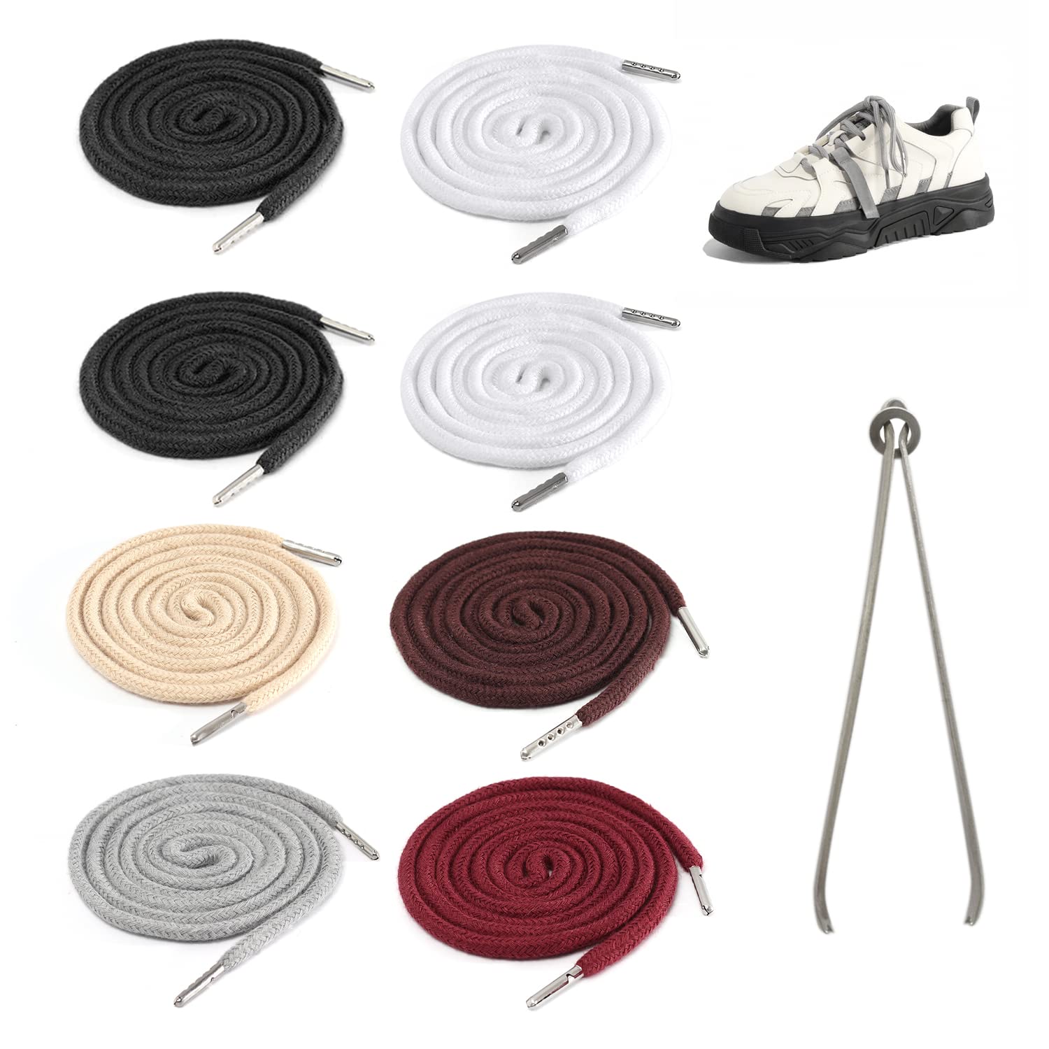 8 x Replacement Multicord Colour Replacement Cord for Sports Trousers, Hoodies, Jackets, Sports Shoes, with 1 Rope Threader