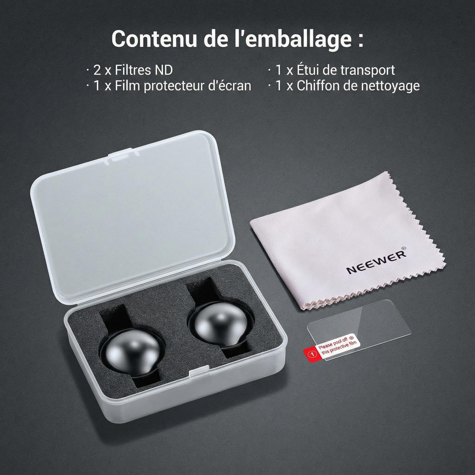 NEEWER Kit de filtres ND Compatible Uniquement avec DJI Osmo 360, ND32 (5 diaphragmes), Filtre à densité Neutre en Verre Optique Multicouche à Clipser, Accessoire pour caméra d'action,2 Pack