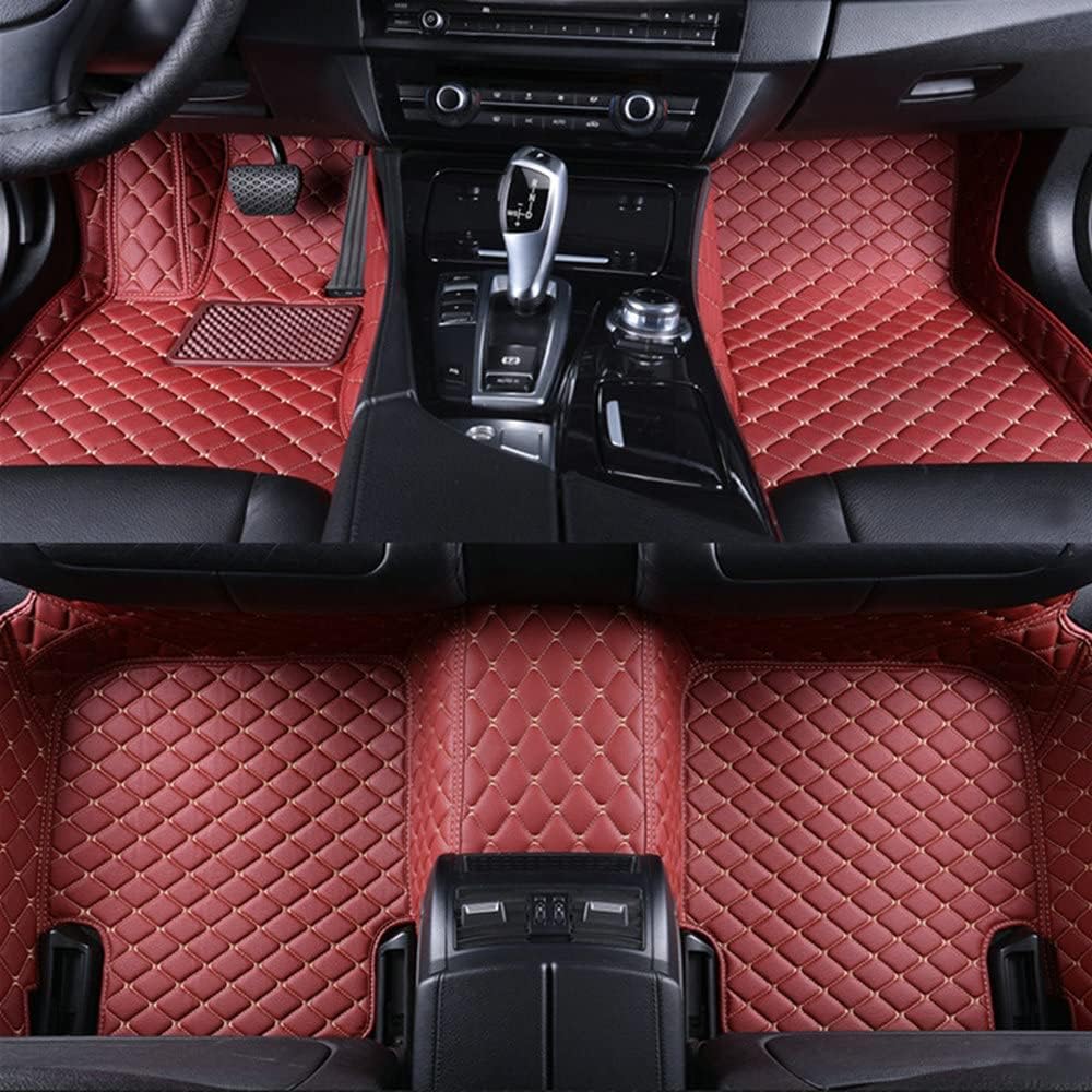 Custom All-Weather Protection Leather Car Floor Mats for Cars Sedan SUV Sports Car Waterproof Floor Mat (Wine red)