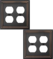 Vista 12 de Cubierta de Interruptor de Luz Doble Toggle/Decorador Individual Placa de Pared de Metal Adler, Paquete de 2 Bronce Envejecido 3 Gang, Cubierta