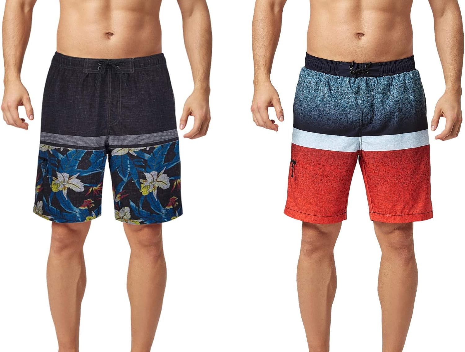 TEXFIT 2Pack Men’s Swim Trunks with Mesh Lining, Stretch Quick Dry