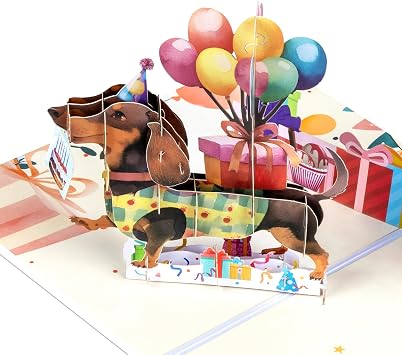 Fun Dog Blessing Birthday Card, 3D Pop up Dog Birthday Card