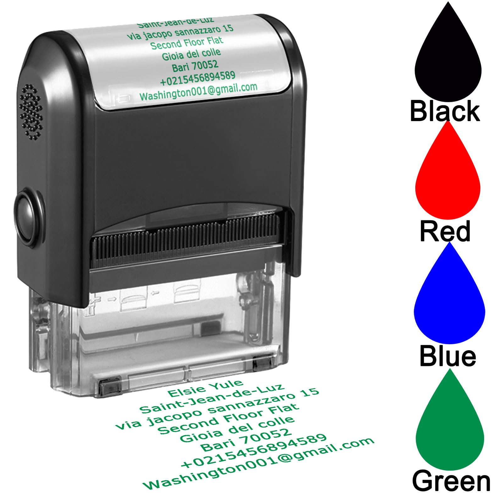 Personalised Stamp Self-Inking Custom Business Address Rubber Stamps Customised Return Address Stamp with Name Date Signature(75 x 38mm -8 Lines)