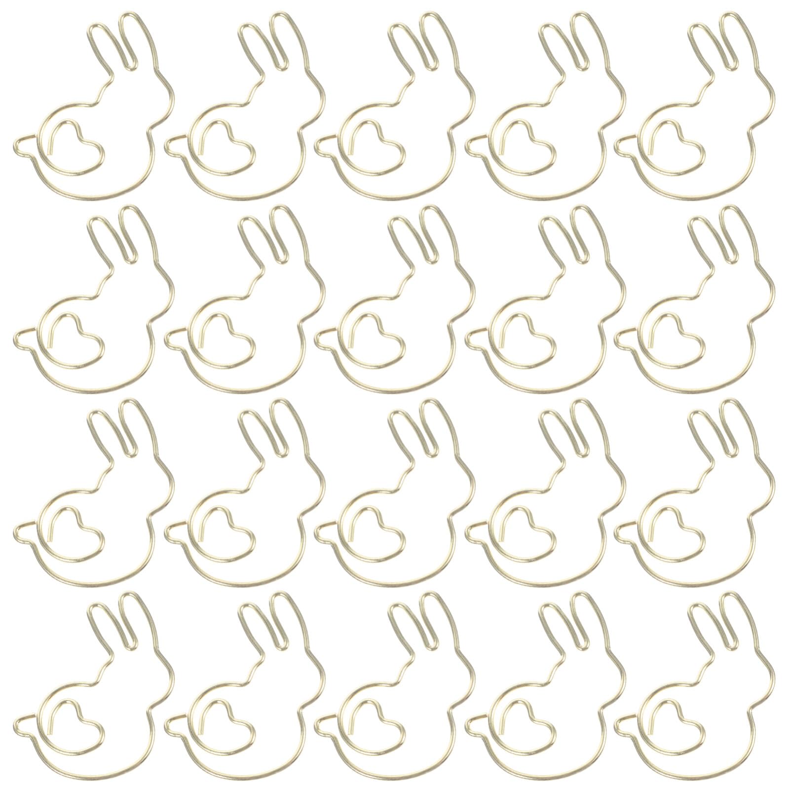 20Pcs Golden Rabbit Shaped Paper Clips Cute Metal Paper Clips for Office Home Bookmark Document Organizer Fun Stationery