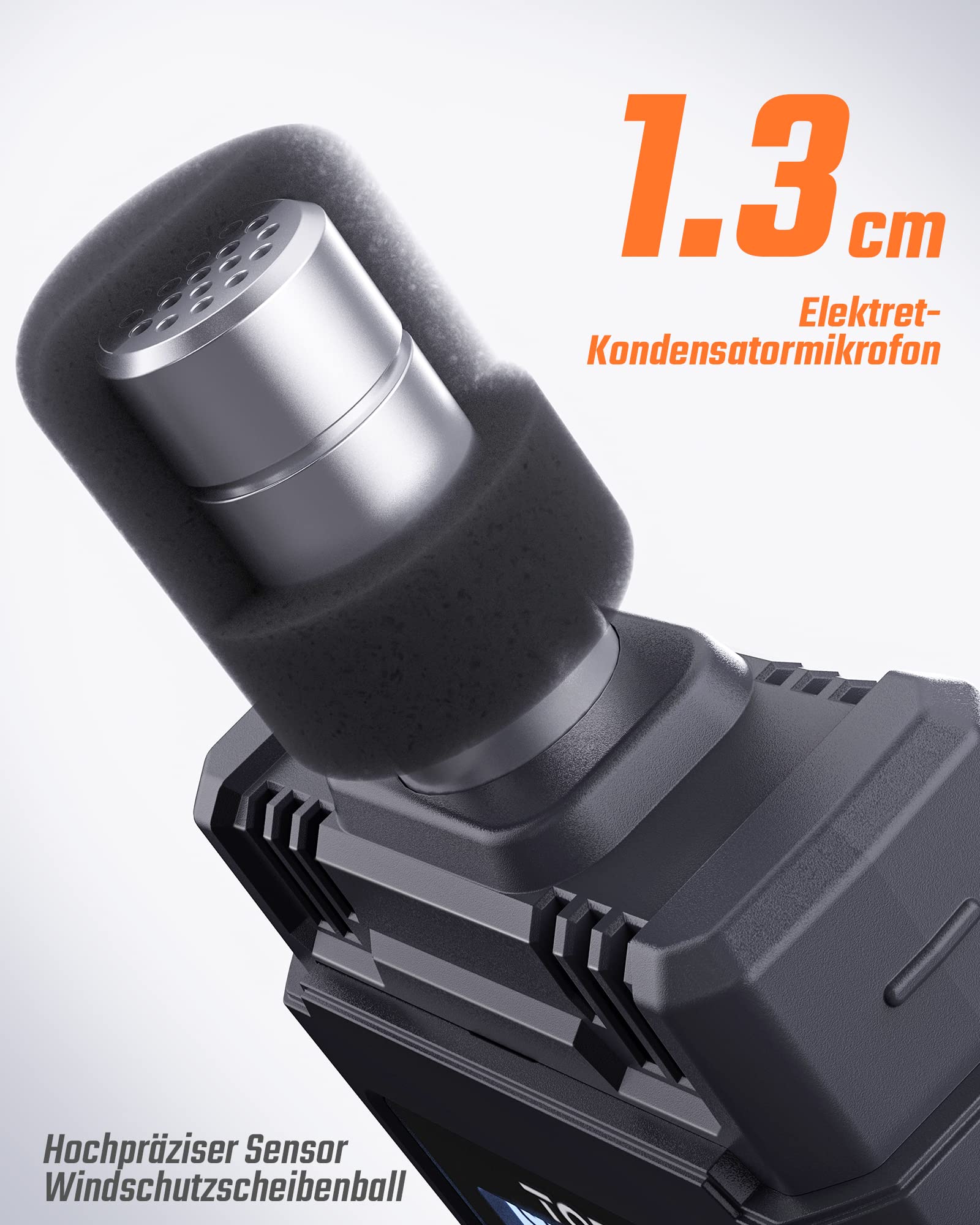Dezibel Messgerät, TopTes TS-501B Schallpegelmesser mit 2,24-Zoll-LCD-Bildschirm mit Hintergrundbeleuchtung, A/C-gewichtet, Bereich 30–130 dB, MAX/MIN, Datenspeicherung – Orange