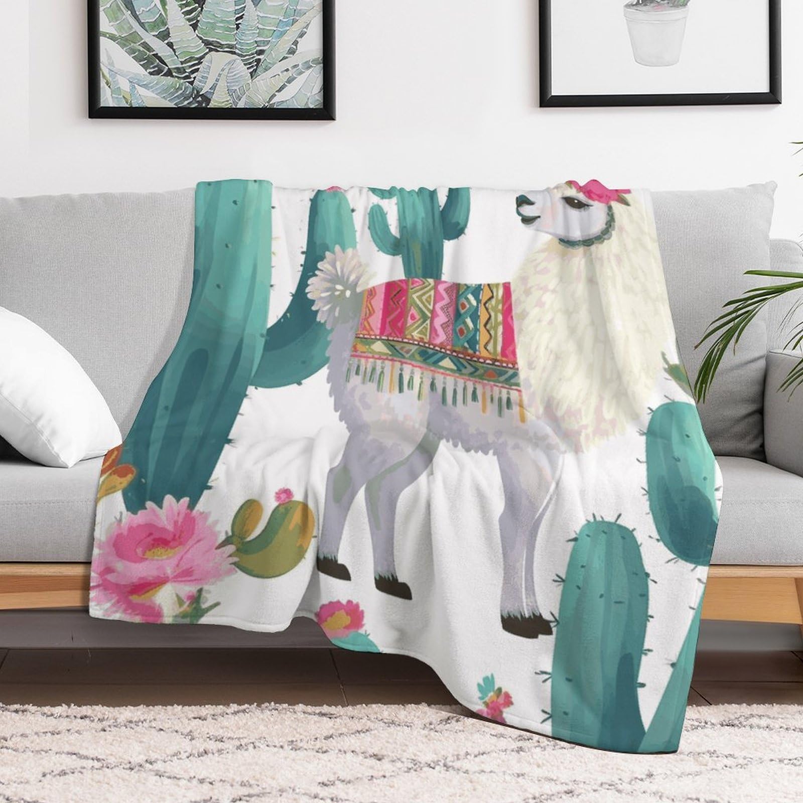 Plaid lit et canapé motif alpaga pour créer un cocon de douceur chaleureux lors des soirées d'hiver