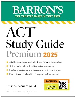 ACT Study Guide Premium, 2025 6 Practice Tests + Comprehensive Review + Online Practice Barrons ACT Prep