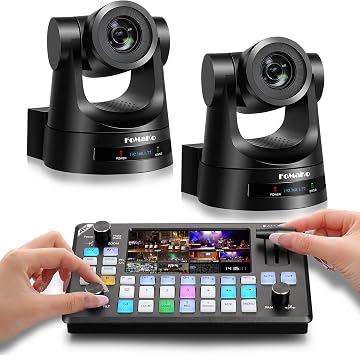 FoMaKo PTZ Camera HDMI,20x Optical Zoom AI Auto Tracking2pcs,for Church, Gaming and Esports tournaments Live Broadcasting FMK20SDIX2+KC602