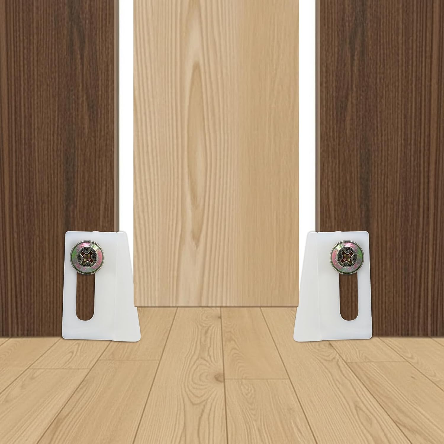 Sliner 20Pcs Pocket Door Guide Bottom 1-1/8 Inch Sliding Door Guide Jamb Mount Plastic Pocket Doors Bottom Guides with 40 Screws