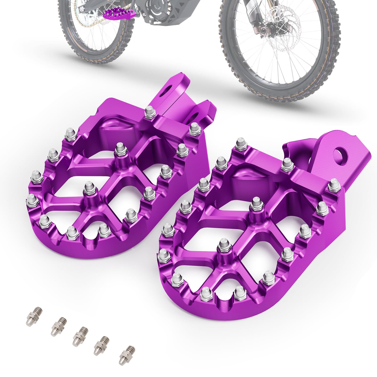 IUVWISN Electric Dirt Bike Wider Foot Pegs Footpegs CNC for Surron Sur Ron LBX ERide Pro SS 2.0 3.0 E-Ride Pro SR/S 79Bike Falcon GT Ventus One Purple : Automotive
