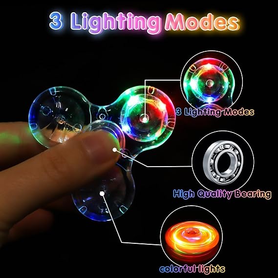 Fidget Spinners 12 Pack, Light Up Mini Fidget Spinner Bulk Party Supplies