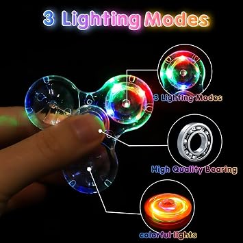 Fidget Spinners 12 Pack, Light Up Mini Fidget Spinner Bulk Party Supplies