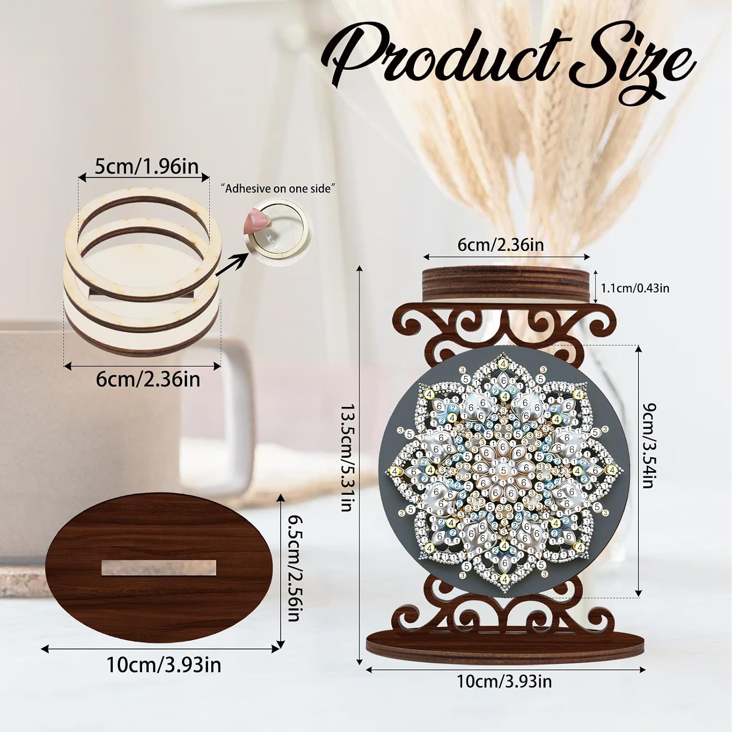 DIY Diamond Candlestick Holders Diamond Art Painting Wooden Home Decoration Holiday Surprise Dress Up Candlestick Ornaments Double-Sided Diamond Mandala Candle Holder Kits Tabletop Decoration image 2