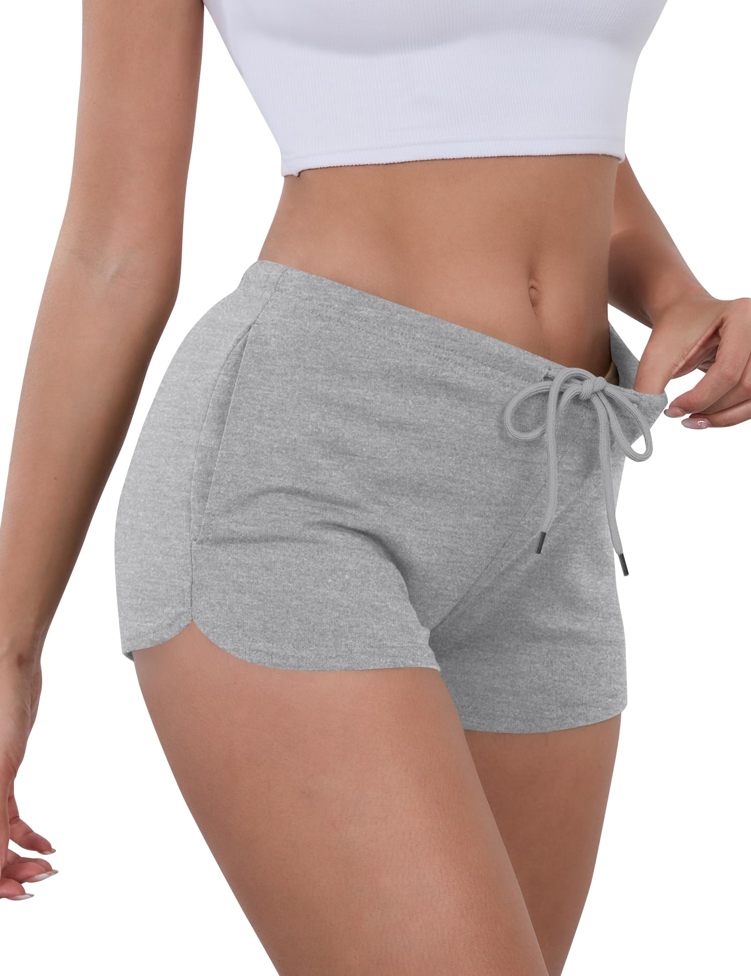 IECCP Athletic Shorts for Women Summer Workout Sweat Shorts Cute Low Rise Mini Shorts with Drawstring and Pockets Sleepwear