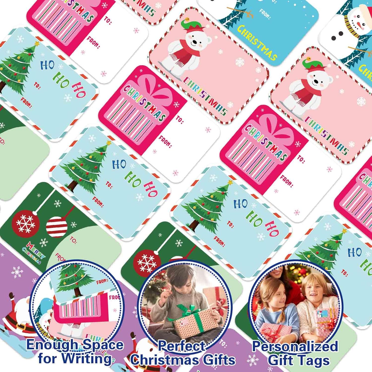 300PCS Christmas Name Tags Stickers, Self-Adhesive Christmas Gift Tags Stickers for Gifts Wrappings Christmas Gift Labels Stickers for Presents Boxes Bags Envelopes Holiday Decoration - Image 4