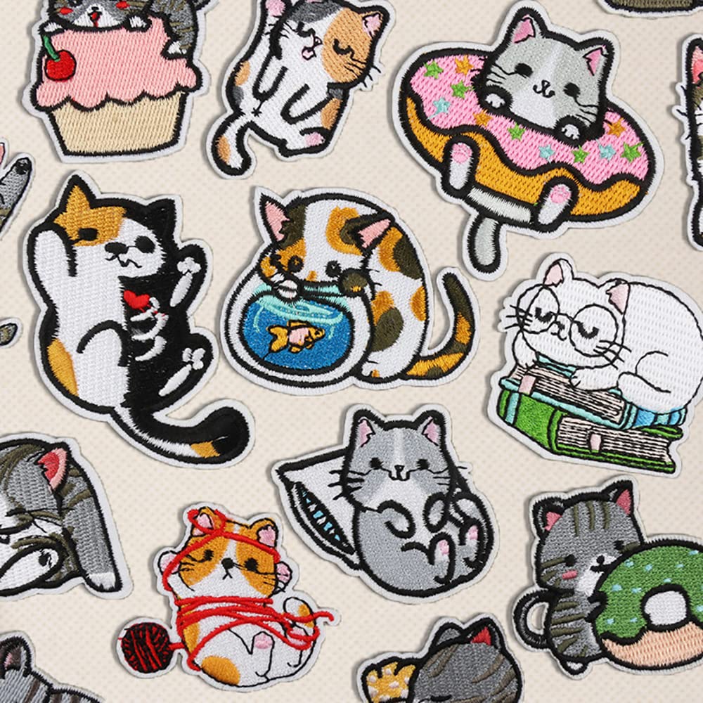 18 Toppe Termoadesive A Forma Di Gatto - Per Decorare Vestiti E Accessori