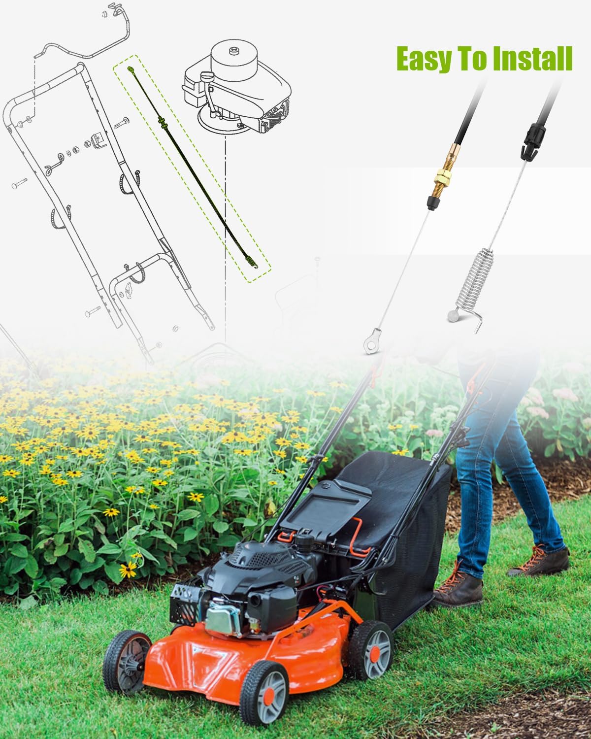 06944500 Trimmer Control Cable Fit for Ariens ST622 String Trimmer Models, Fit for Gravely ST622 ST22 Models, Lawn Mowers Throttle Control Cable