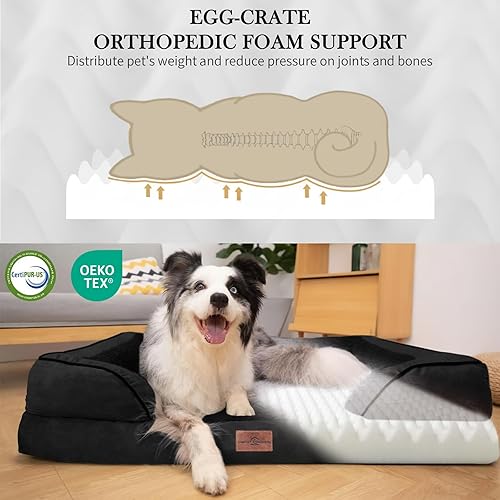 Miniatura 51 de Comfort Expression - Cama ortopédica para perros extragrandes, 53 x 42 pulgadas, cama impermeable y de apoyo de espuma con cojines removibles, con