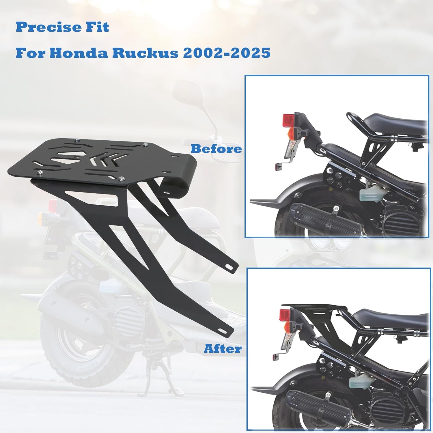 Motorcycle Rear Rack for Honda Ruckus 2002-2025 Rear Luggage Rack Carrier Storage Rack
