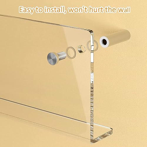 Miniatura 4 de QQXX Estantes flotantes de acrílico transparente, 2 paquetes, soporte para folletos de acrílico transparente, estante para revistas, estantería de