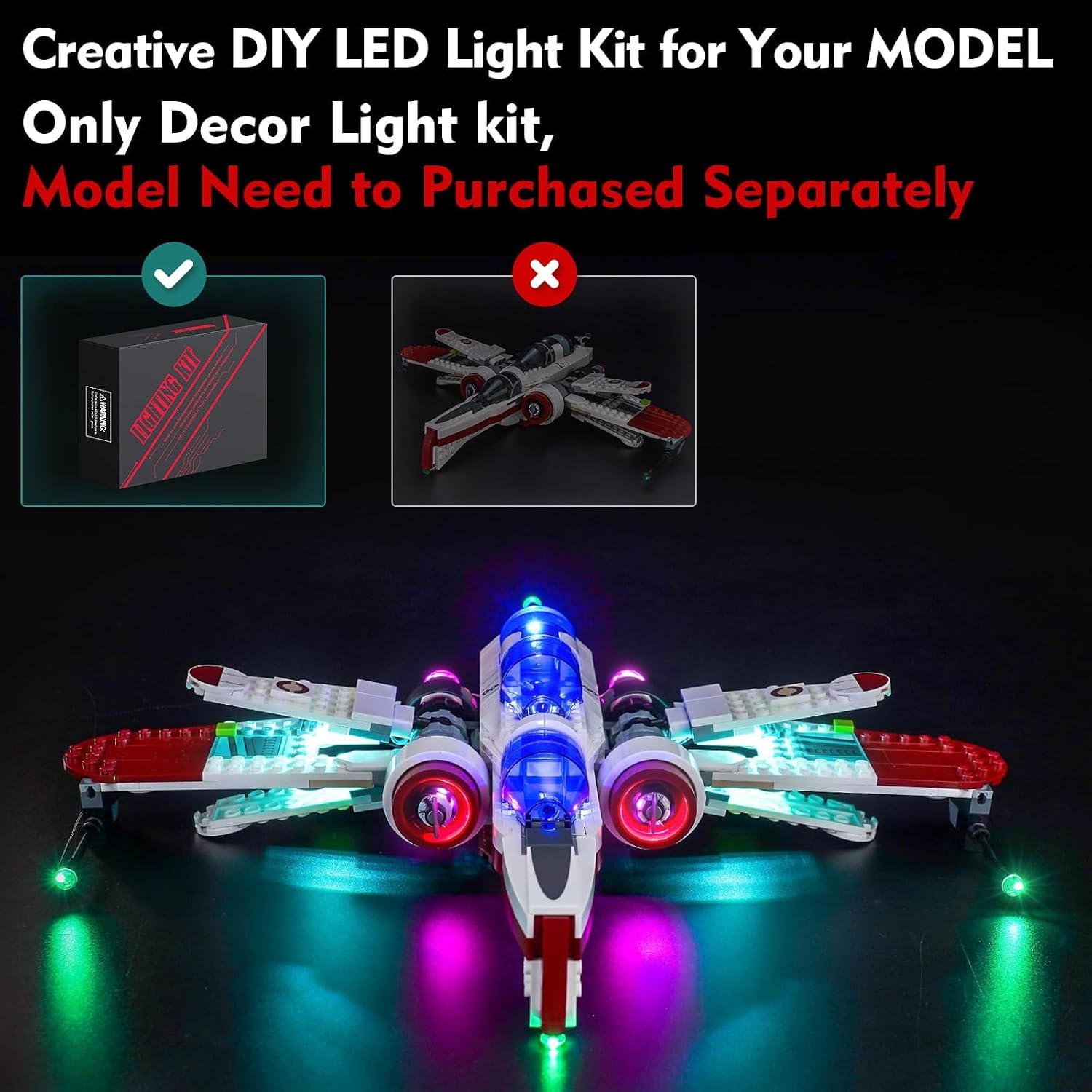 LocoLee Light kit Compatible with Lego ARC-170 Starfighter - No Model Only Light, LED Lighting Accessories Compatible with Lego ARC-170 Star Fighter 75402 (Standard Version)