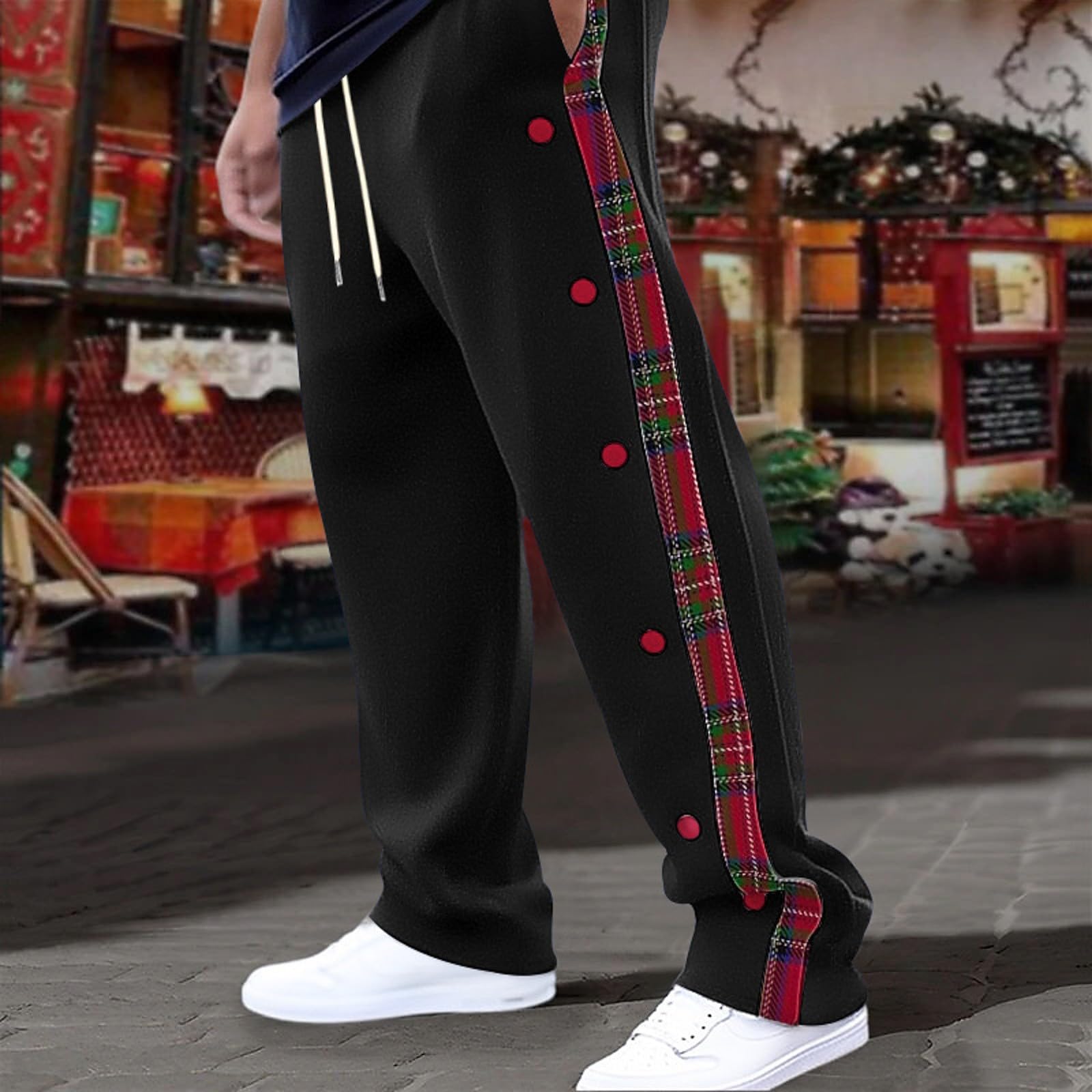Plaid Paracadute Gamba Larga Casual Uscire Pantaloni Attivi Cargo Sudori Uomini Y2K Coulisse Button Down Baggy Comfort Allenamento Pantaloni Pantaloni da Lavoro Pantaloni da Corsa Uomo Pantaloni per
