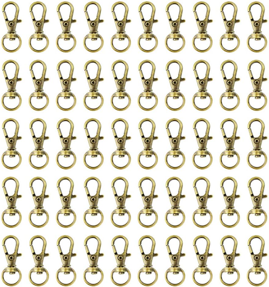 Swivel Clasps Lanyard Snap Hook,cnomg Metal Swivel Lanyard Snap Hook Lobster Claw Clasp (Bronze)