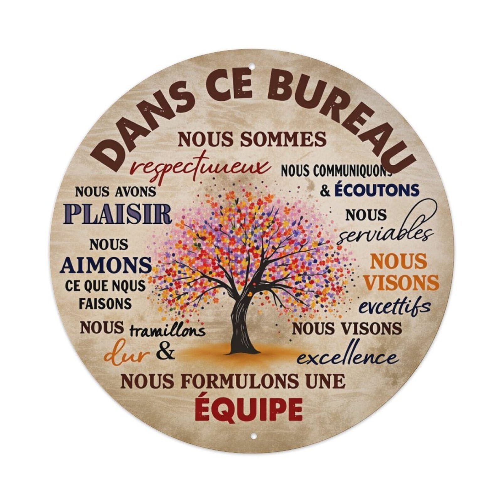 Tree With Colorful Leaves And Text Round Tin Sign Retro Metal Sign for Cafe Bar Pub Home Game Room Gym Club Wall Decoration Vintage Metal Poster 8x8 Inch