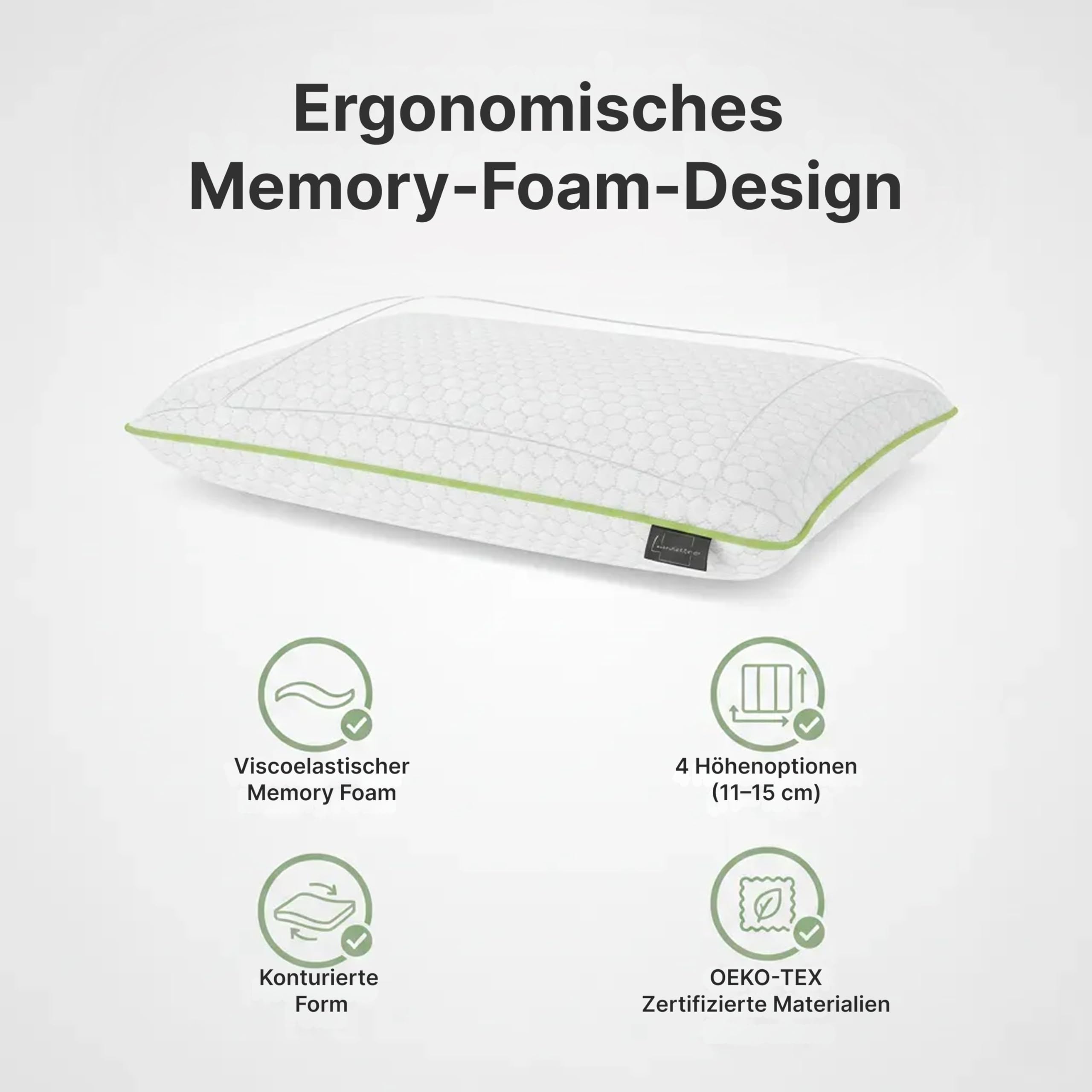 Limarmo Ergonomisches Nackenstützkissen Memory Visco Gelschaum Kopfkissen Für Seiten- Und Rückenschläfer Weiß | Kissen Aus Memory-Gelschaum Für Seiten- Und Rückenschläfer; Deutsche Qualität, Maße 71 X 42 X 12 Cm.