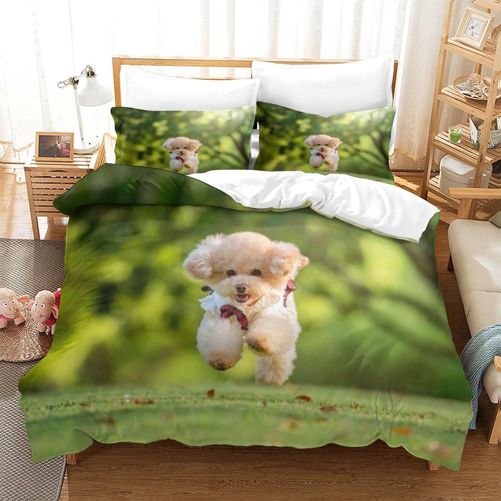 Housse de couette king size chiens pour lit double cosy et parure de lit Teddy Literie