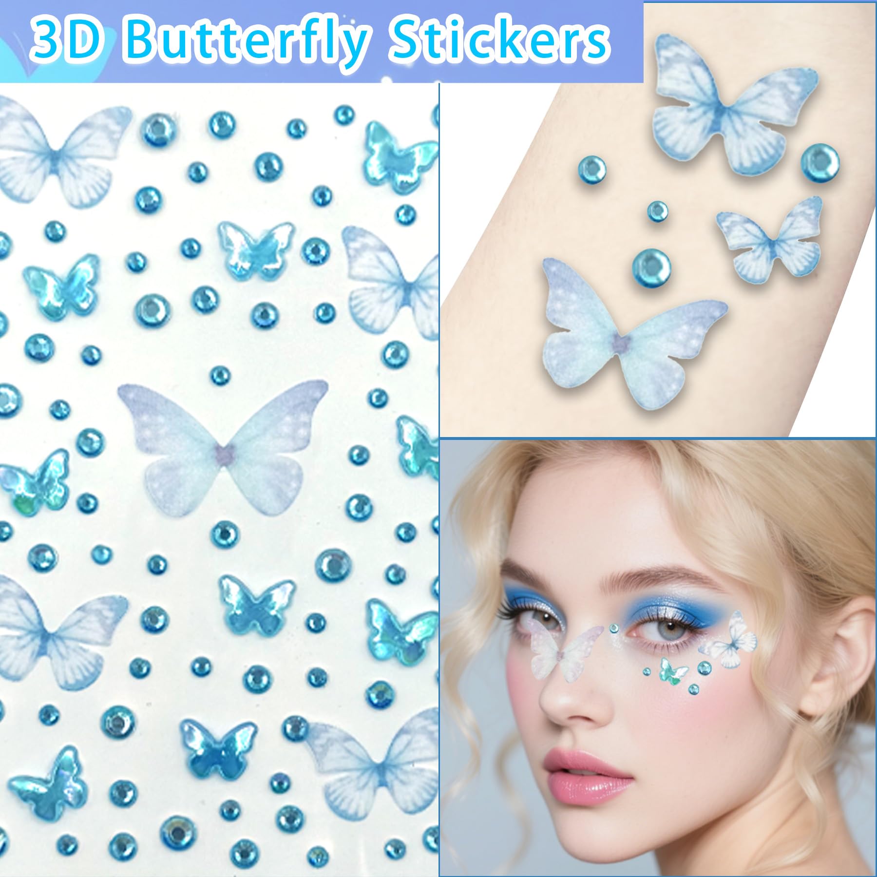 YeahBoom Children's fairy wings, butterfly wings with elf ears, fairy headband and star fairy wands, butterfly wings - Image 4