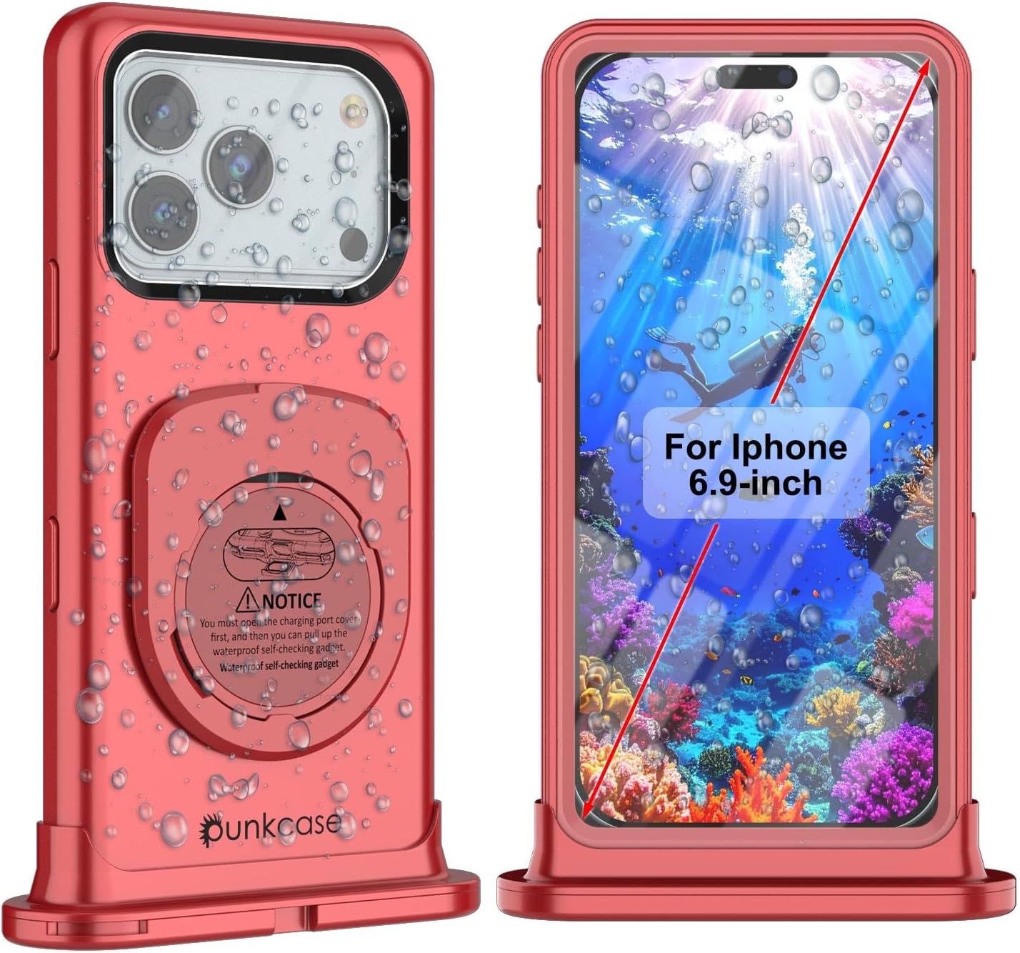 PunkCase Universal 2.0 Waterproof Phone Case | Patented Self-Check IPX8 Cover for Smartphones 6.7–6.9" | for iPhone 16 Pro Max, for Galaxy S25 Ultra, and Many More | HD Camera Lens [Black]