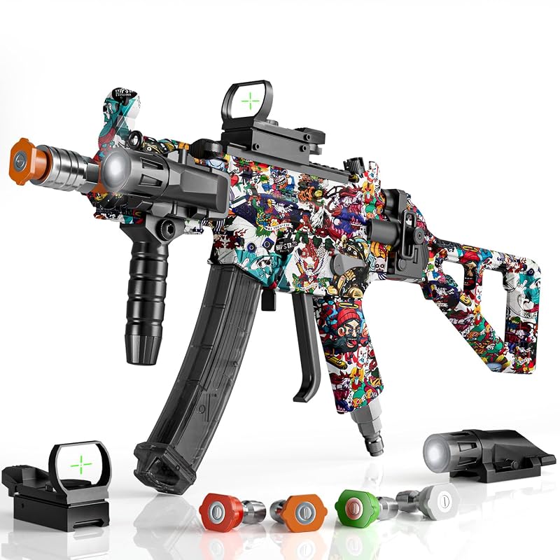 Pistola para Lavadora de Alta Pressão PISTOLAIFY MP5 com Junta Giratória, 4 Bicos e Engate Rápido de 9,5 mm (3/8 pol.), 3600 psi, Graffiti