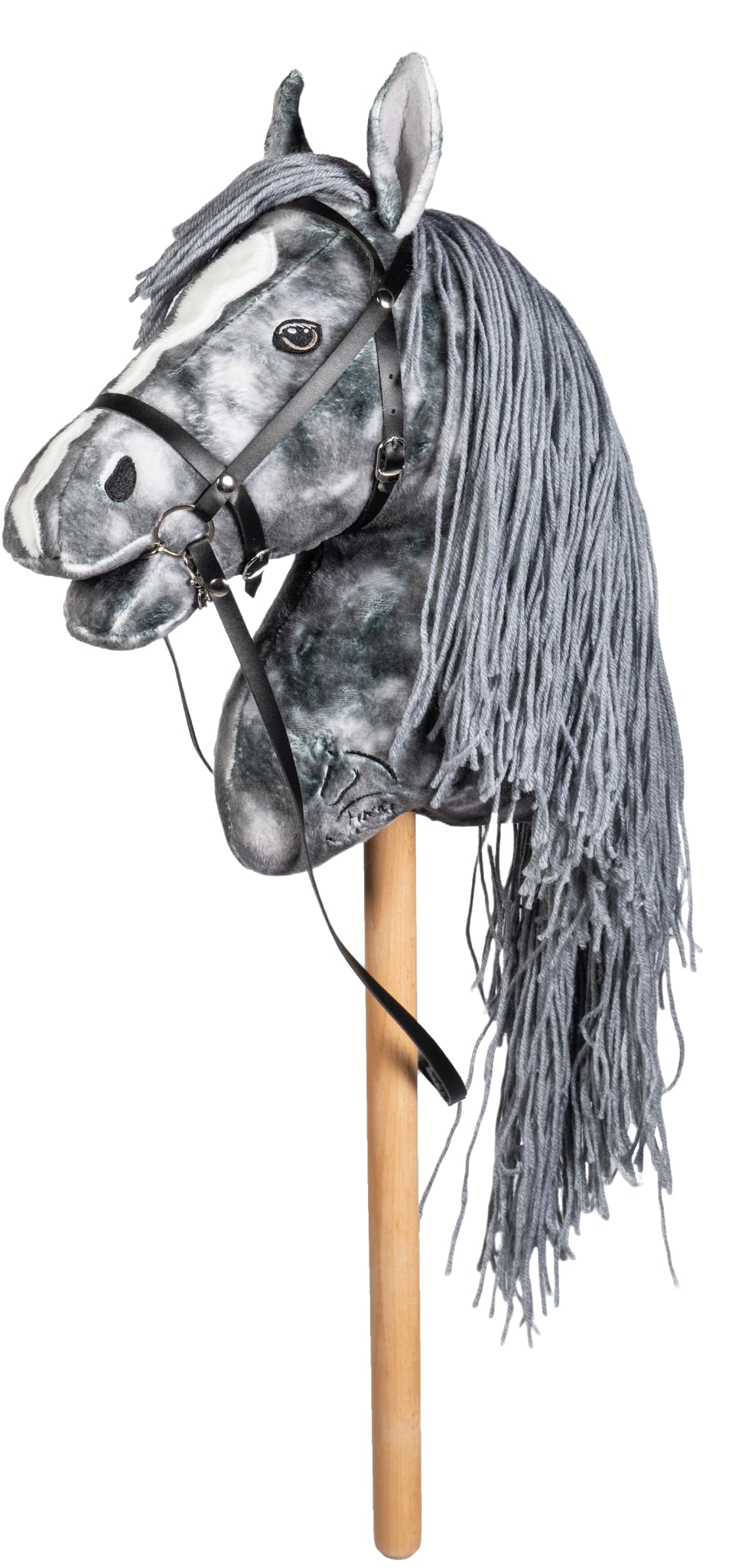 Holly & Claire HKM Hobby Horse Clara – Premium Steckenpferd grau-marmoriert inkl. Halfter & Führstrick Hochwertiges Spielpferd für Kinder | Schneller Versand (Rosa)