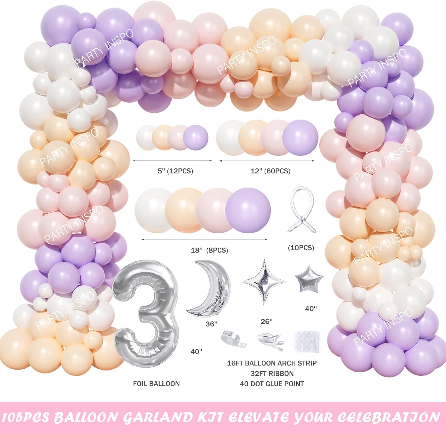 Party Inspo Outer Space 3rd Birthday Decorations for Girls, Third Trip To The Moon Party Supplies Set, 106Pcs Galaxy Astronaut Themed Party Supplies Backdrop Balloon Banner for 3 Year Old Girl