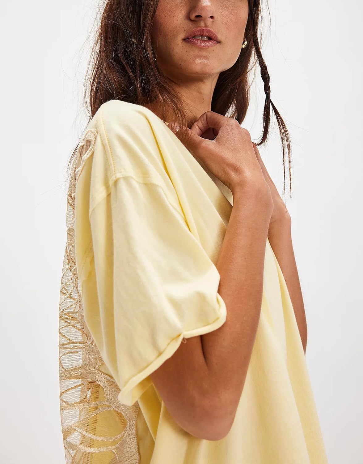 Women Sheer Butterfly T Shirt Short Sleeve Cut Out Back Tee Top Embroidered Oversized Tee Shirts Streetwear - Image 4