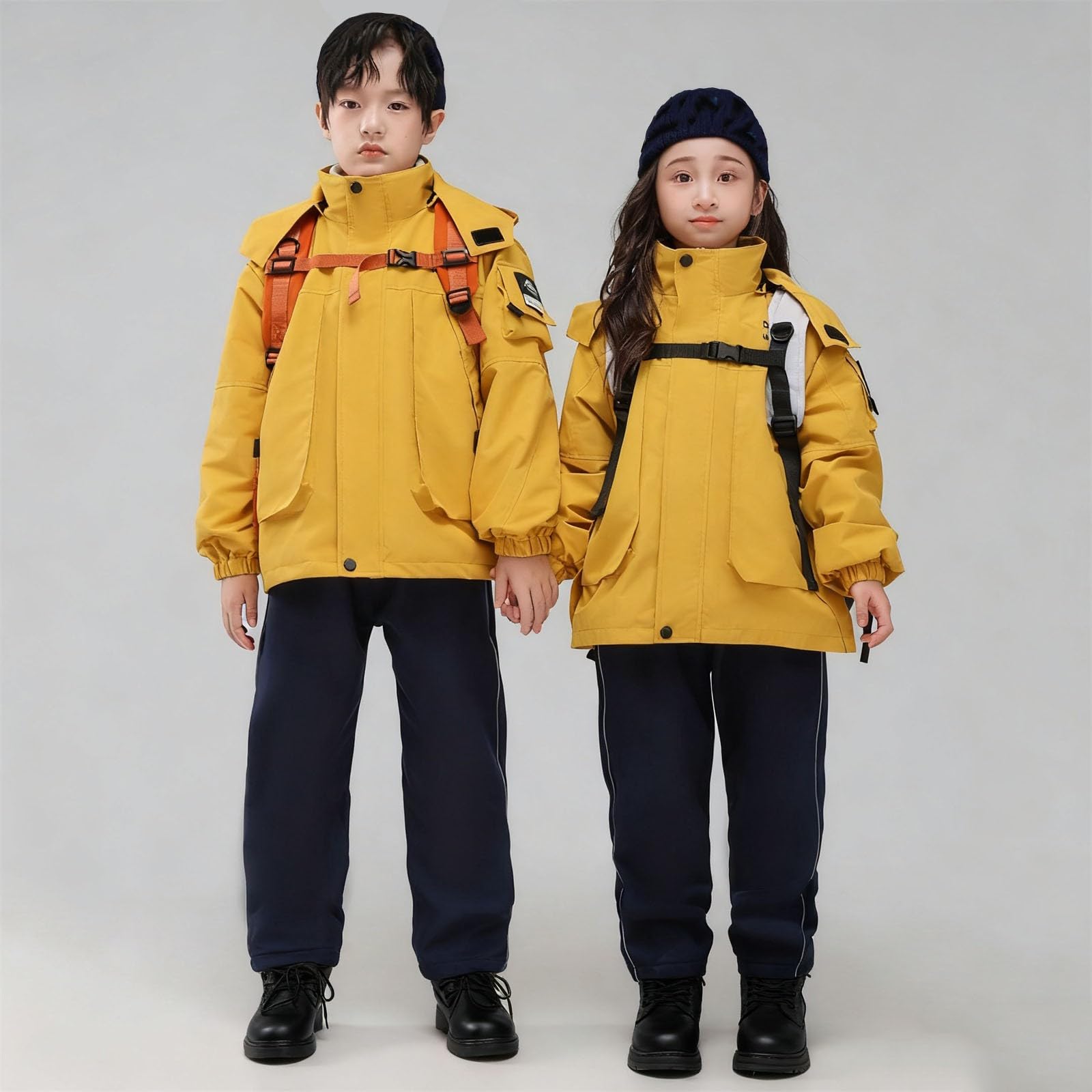 Conjunto de chaquetas y pantalones impermeables para niños y niñas, 3 piezas con chaquetas de forro polar, traje de charco todo en uno, ropa de lluvia al aire libre, clima húmedo 3-15 años