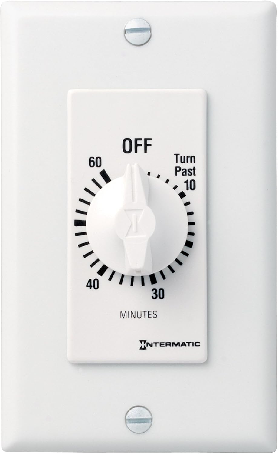 Intermatic FD460MW 60-Minute Spring-Loaded Wall Timer for Lights and Fans, White