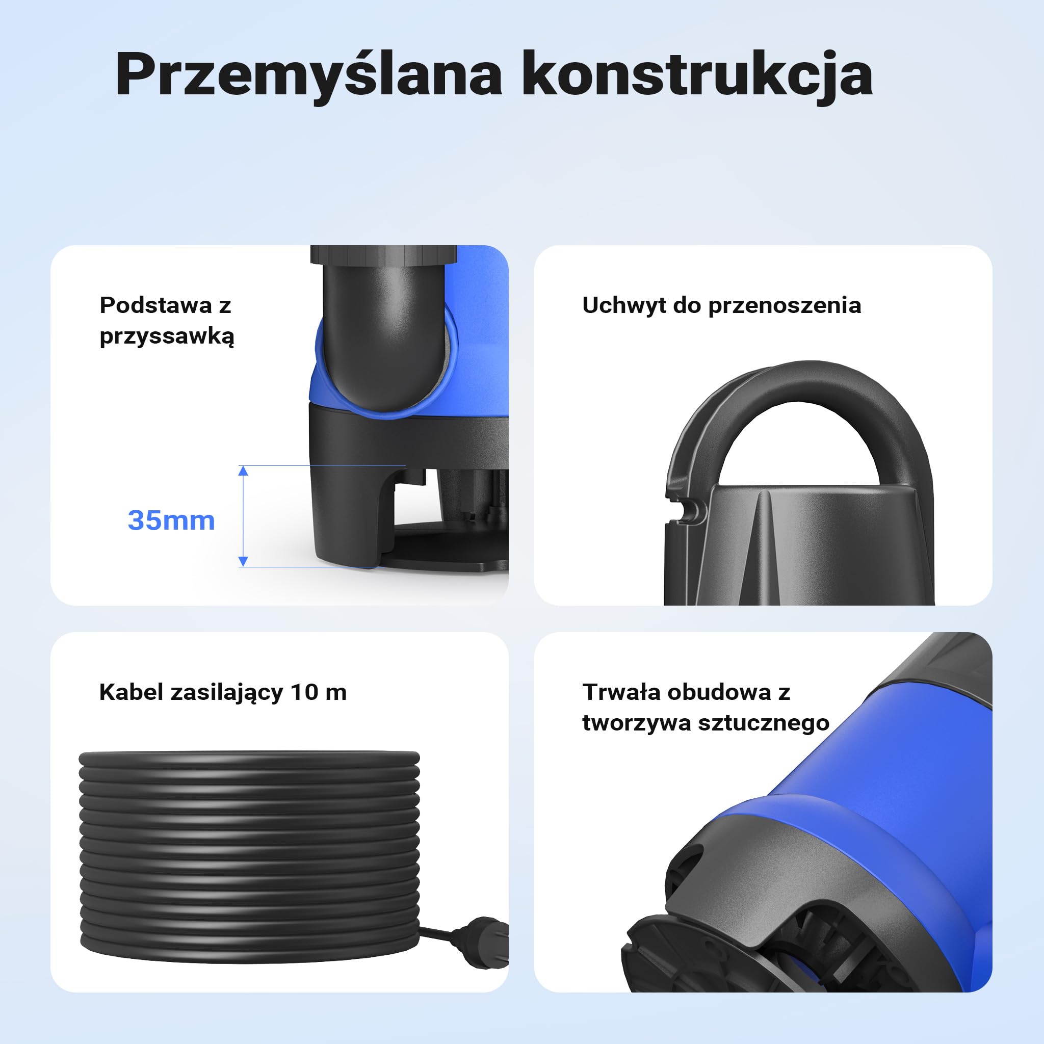 Wiltec Pompa do brudnej wody, 900 W, 14000 l/h, pompa głębinowa, pompa ogrodowa, pompa do ściekania wody